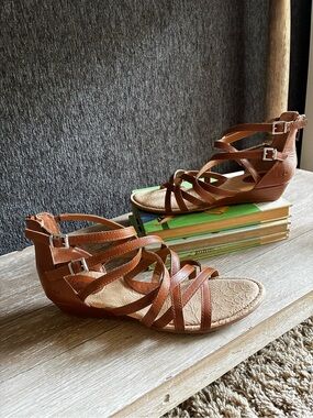 b.o.c. Brown Strappy Gladiator Sandals with Buckle Detail